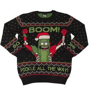 Rick and Morty Boom! PickleRick Ugly Christmas Sweater Unisex Medium